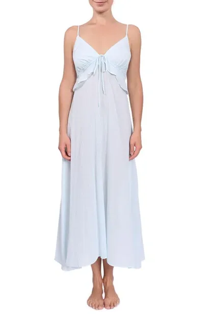 Everyday Ritual Ruffle Empire Waist Nightgown In Sea Glass Blue