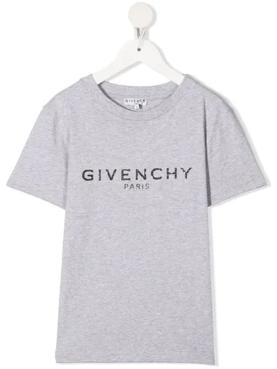 Givenchy Kids' Logo-print Mélange T-shirt In Grigio