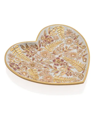 Jay Strongwater Boudoir Floral Heart Trinket Tray In Multi