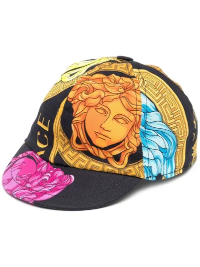 Versace Kids' Boy's Medusa Amplified-print Baseball Cap In Black