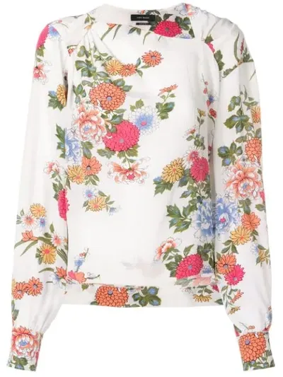 Isabel Marant Ioudy Floral Print Blouse In Beige