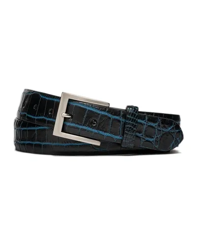 W. Kleinberg Men's Two-tone Nile Crocodile Belt In Navy And Sky Blue