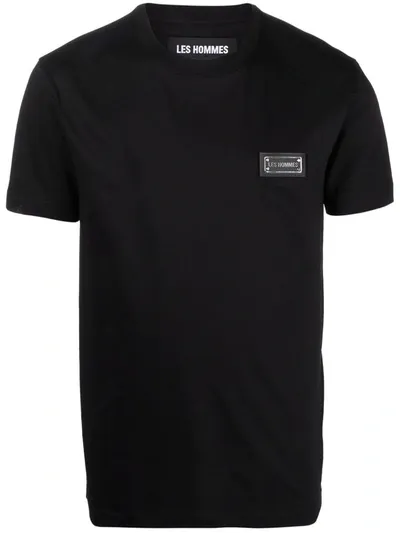 Les Hommes Logo-plaque Short-sleeved T-shirt In Black