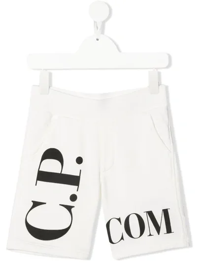 C.p. Company Teen Logo-print Track Shorts In White