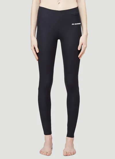 Jil Sander Logo Stretch Technical Jersey Leggings In Black