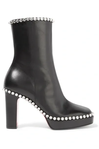 Gucci Olympia Crystal-embellished Leather Platform Ankle Boots In Black