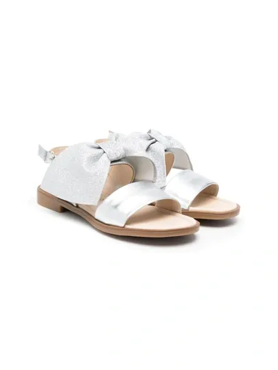 Florens Kids' Bow-embellished Leather Sandals In Silver