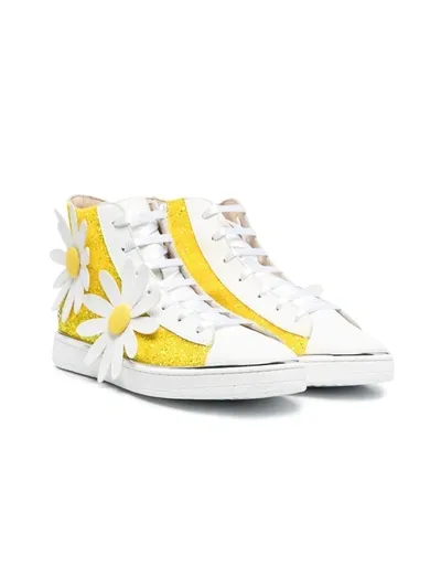 Florens Teen Floral Hi-top Sneakers In Giallo/bianco