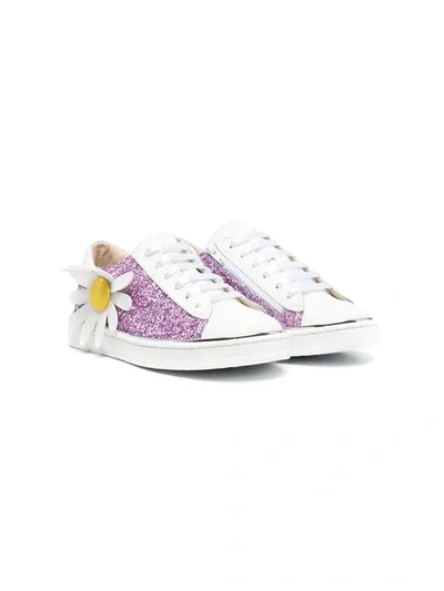 Florens Kids' Floral Low-top Sneakers In Rosa/bianco