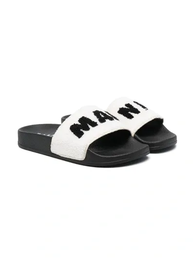 Marni Kids' Logo-print Pool Slides In White