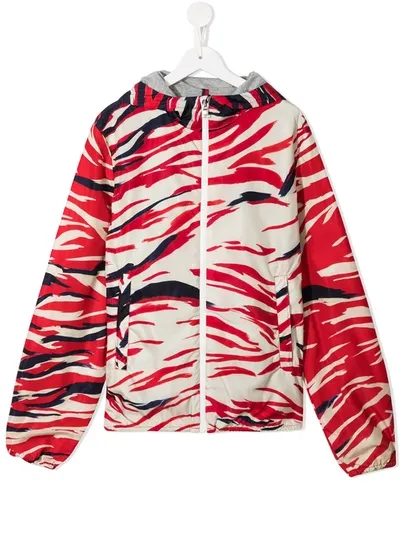 Moncler Kids' Tiger Stripe-print Jacket In Red