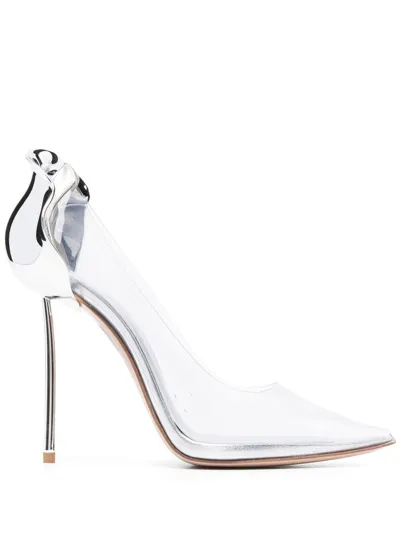 Le Silla Petalo Pointed Pumps In Silver