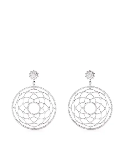 Leo Pizzo 18kt White Gold Diamond Merletti Earrings In Silver