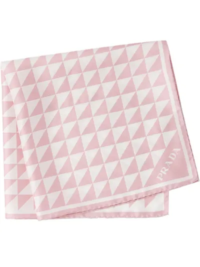 Prada Printed Twill Scarf In Pink