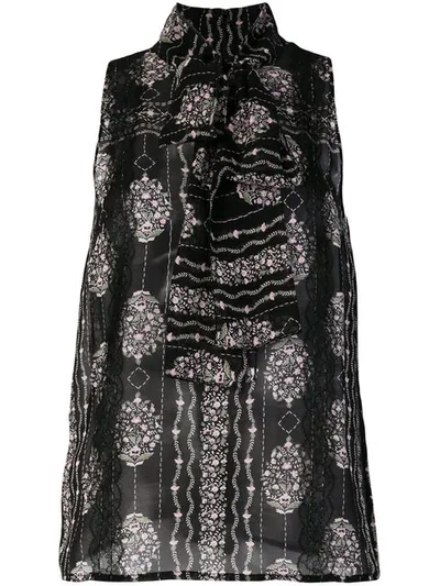 Giambattista Valli Sleeveless Floral Blouse In Black