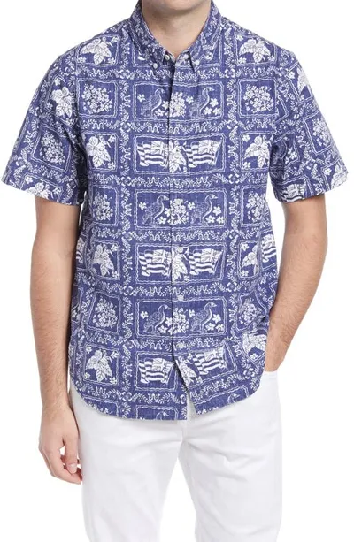 Reyn Spooner Lahaina Sailor Regular Fit Popover Shirt In Navy