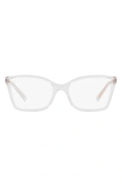 Michael Kors 54mm Rectangular Optical Glasses In Crystal