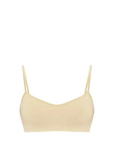 Hanro Spaghetti Seamless Crop Top Bralette In Beige