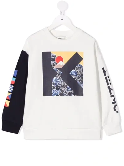 Kenzo Teen Boat-motif Cotton Sweatshirt In White