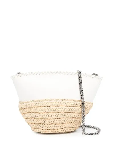 Stella Mccartney Falabella Raffia/white Mini Shoulder Bag