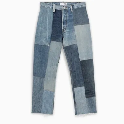 Re/done '70 Patchwork Cropped Jeans In Blue