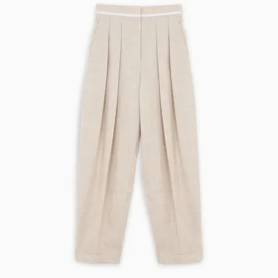 Stella Mccartney Beige Wide-leg Trousers In White