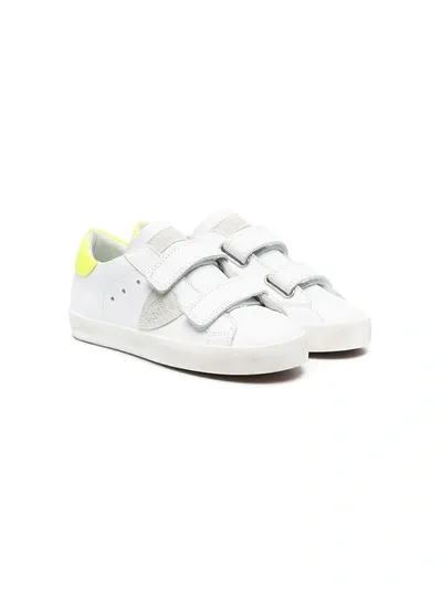 Philippe Model Kids' Logo-patch Touch-strap Sneakers In White