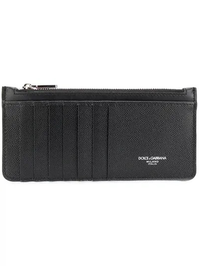 Dolce & Gabbana Logo-print Zipped Wallet In Black