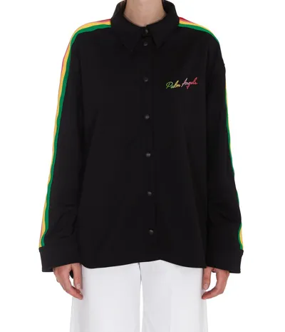 Palm Angels Miami Logo-embroidered Shirt In Black