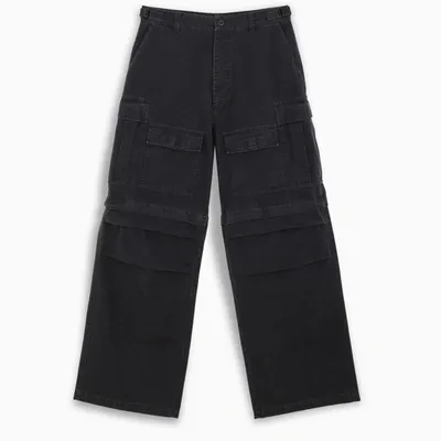 Balenciaga Navy Cargo Trousers In Blue