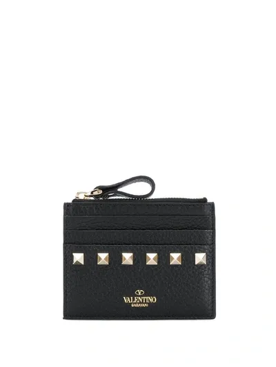 Valentino Garavani Rockstud Zipped Cardholder In Black