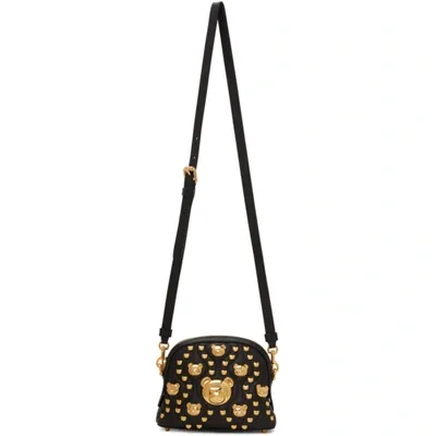 Moschino Teddy Studs Nappa Leather Camera Bag In Black