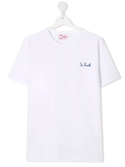 Mc2 Saint Barth Teen Embroidered Logo T-shirt In Weiss