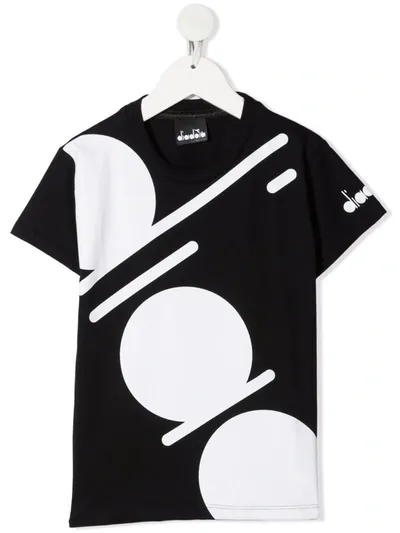 Diadora Junior Kids' Maxi Logo-print T-shirt In Schwarz