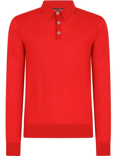 Dolce & Gabbana Cashmere Polo-style Sweater In Red