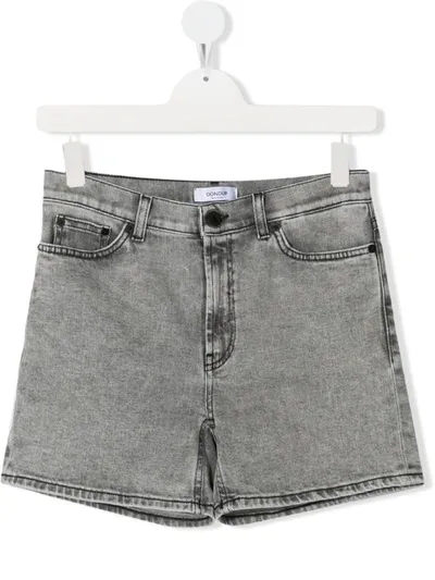 Dondup Teen Faded Denim Shorts In Grey