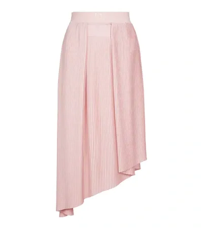 Givenchy Logo Asymmetric Pleated Midi Skirt In Nude Pink