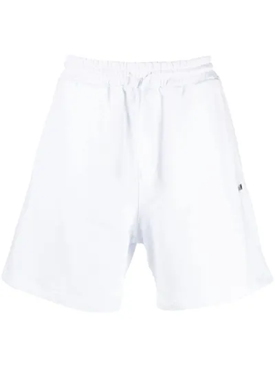 Msgm Logo Printed Drawstring Track Shorts In White