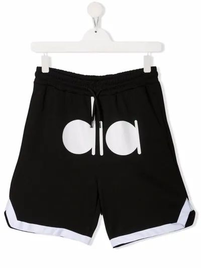 Diadora Junior Teen Logo-print Track Shorts In 黑色