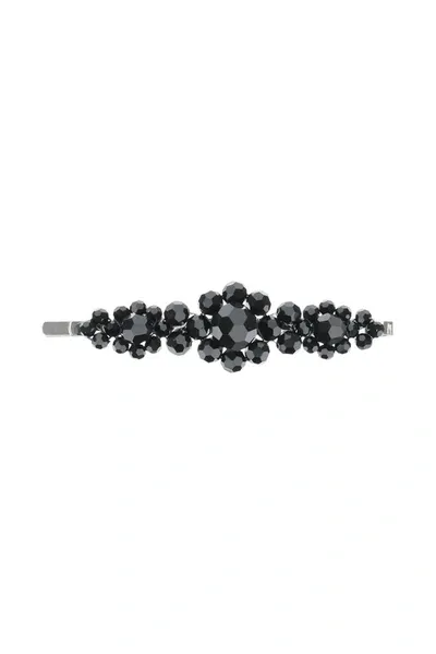 Simone Rocha Beaded Large Flower Hair Clip In Black