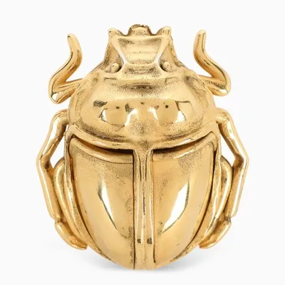 Saint Laurent Gold-tone Brass Scarab Ring In Metal