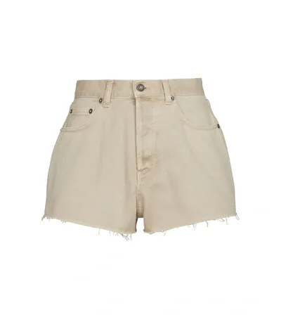 Saint Laurent High-rise Denim Shorts In Beige