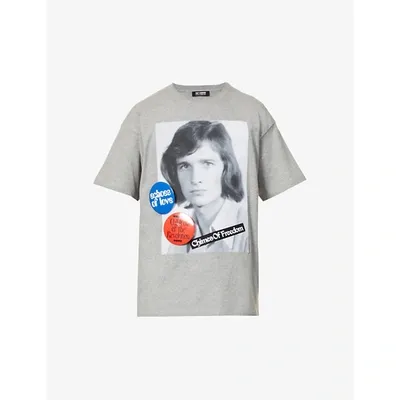 Raf Simons Mens Grey Chimes Of Freedom Cotton-jersey T-shirt L