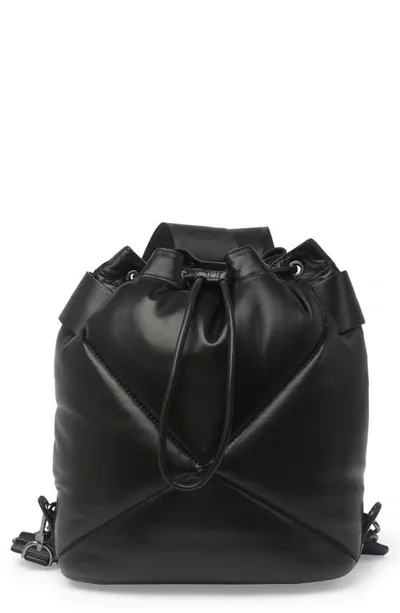 Longchamp Le Pliage Cuir Lambskin Bucket Backpack In Black