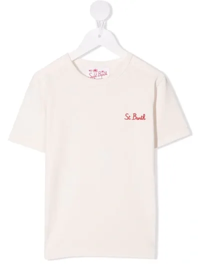 Mc2 Saint Barth Teen Dover Logo-embroidered T-shirt In Neutrals