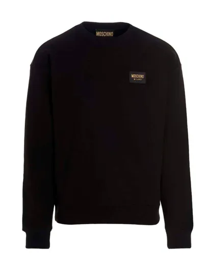 Moschino Logo-plaque Long-sleeve Sweatshirt In Black