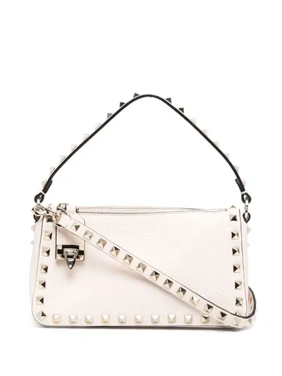 Valentino Garavani Rockstud-embellished Shoulder Bag In Blanco