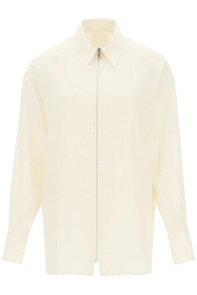 Givenchy 4g Jacquard Silk Shirt In Beige