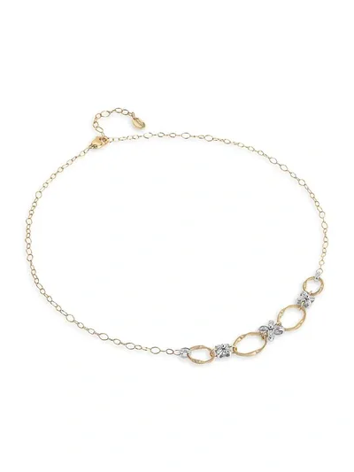 Marco Bicego 18k White & Yellow Gold Marrakech Onde Diamond Flower Collar Necklace. 16.5