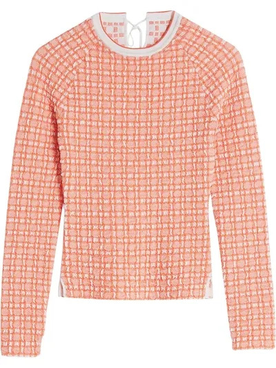 Victoria Victoria Beckham Womens Cantaloupe Orange Patterned Slim-fit Stretch-knit Jumper L